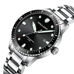 Часы наручные GALLANT мужские с браслетом из нержавеющей стали, брендовые часовые маркеры с автоматической датой, с поворотным циферблатом