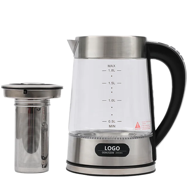 Home Appliance 1500w Fast Boil Cordless High Borosilicate glass electric Water kettle for tea