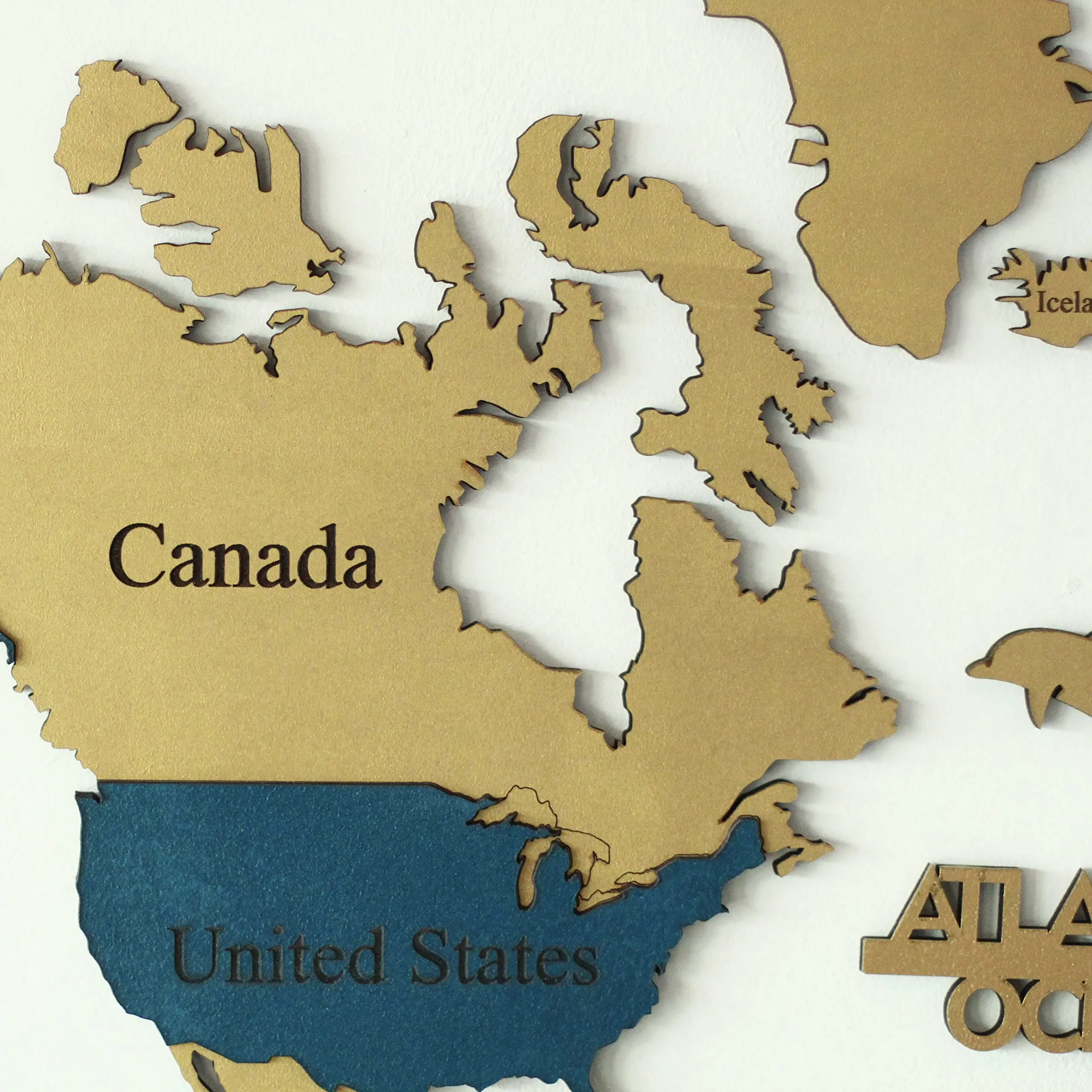 Wholesale Gold Blue Mixed Custom Scratch World Map Wooden World Map