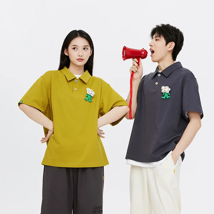 Wholesale stock fashion design comfortable customized logo unisex casual 100 cotton short sleeve button oversized polo tshirt