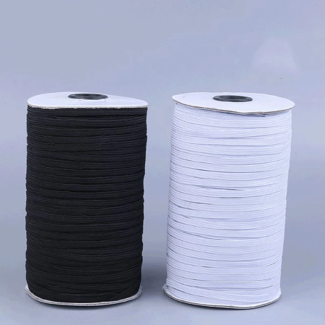 Manufacture 3/6/8/10/12/15/20/25/30/40mm White Black Spandex Polyester Flat Elastic Tape For luggage sweatpants