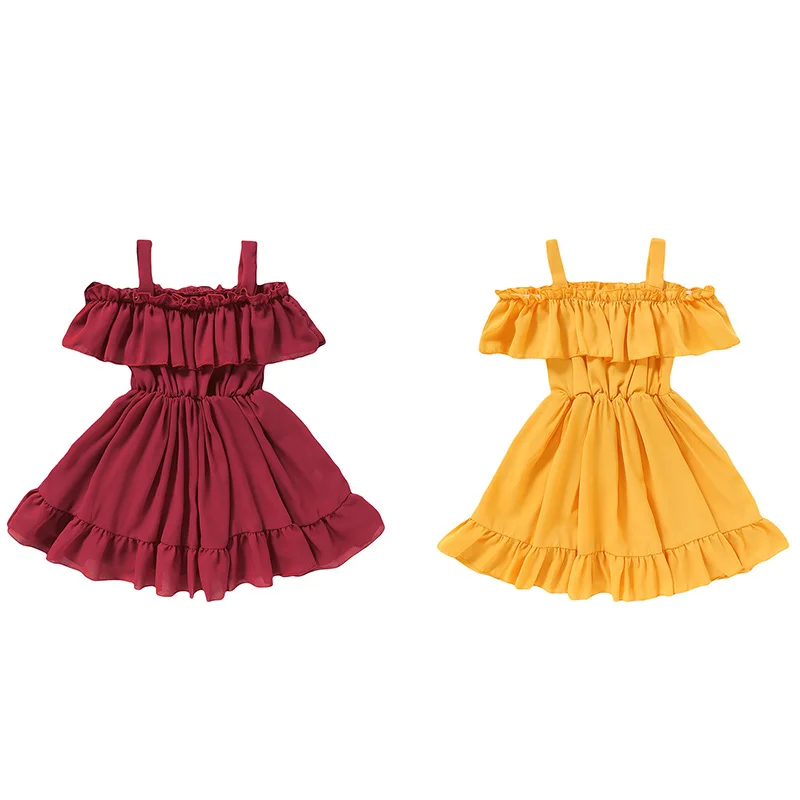 Summer Polyester Vintage Design Baby Party Clothes Kid Clothing Toddler Babies Flare Skirts Children Skirt Princess Girl Dresses