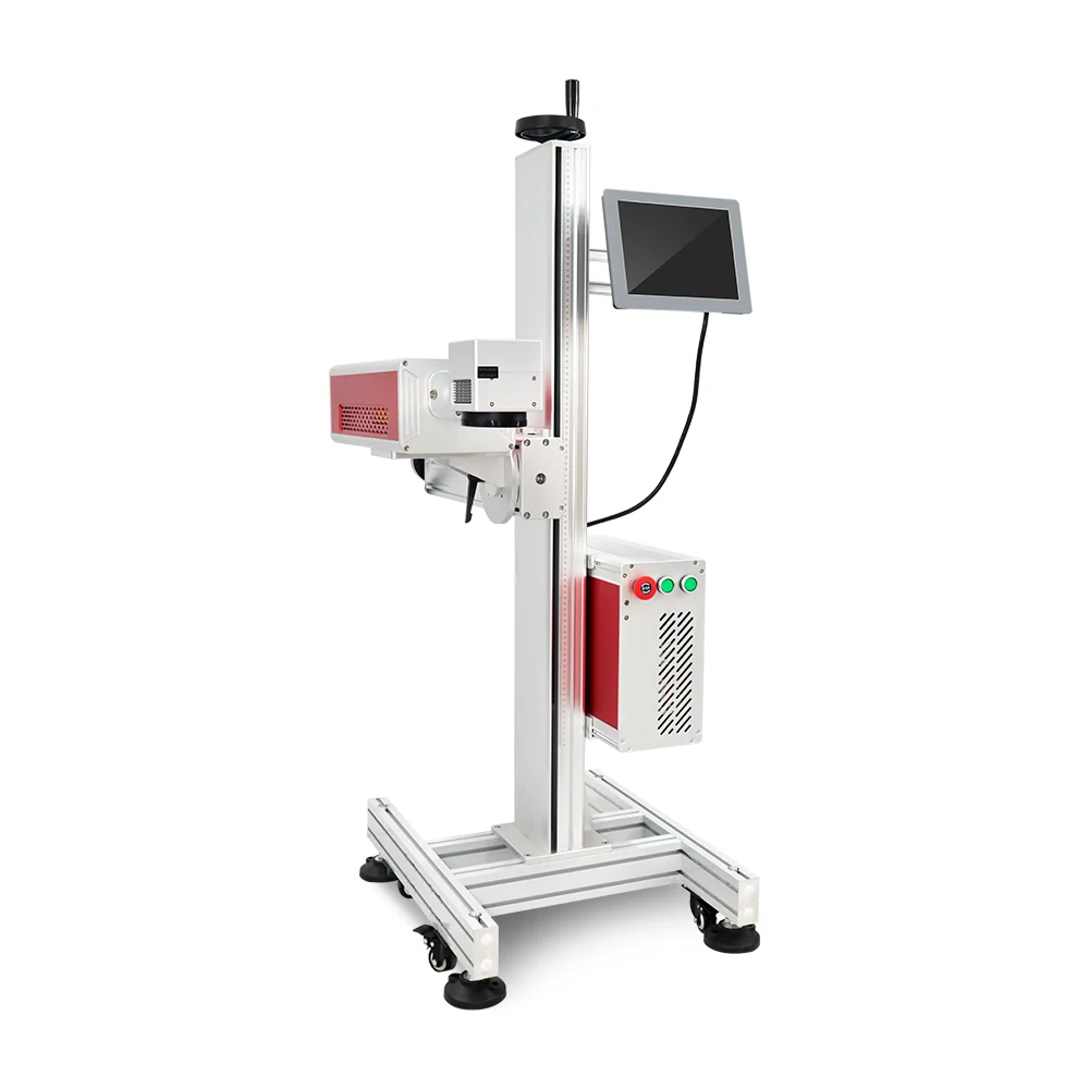 Production Line 20w 30W 60W Co2 Laser Marking Machine Expiry Date Batch Code Laser Printer For Plastic Bag Cable Wire Pet Bottle