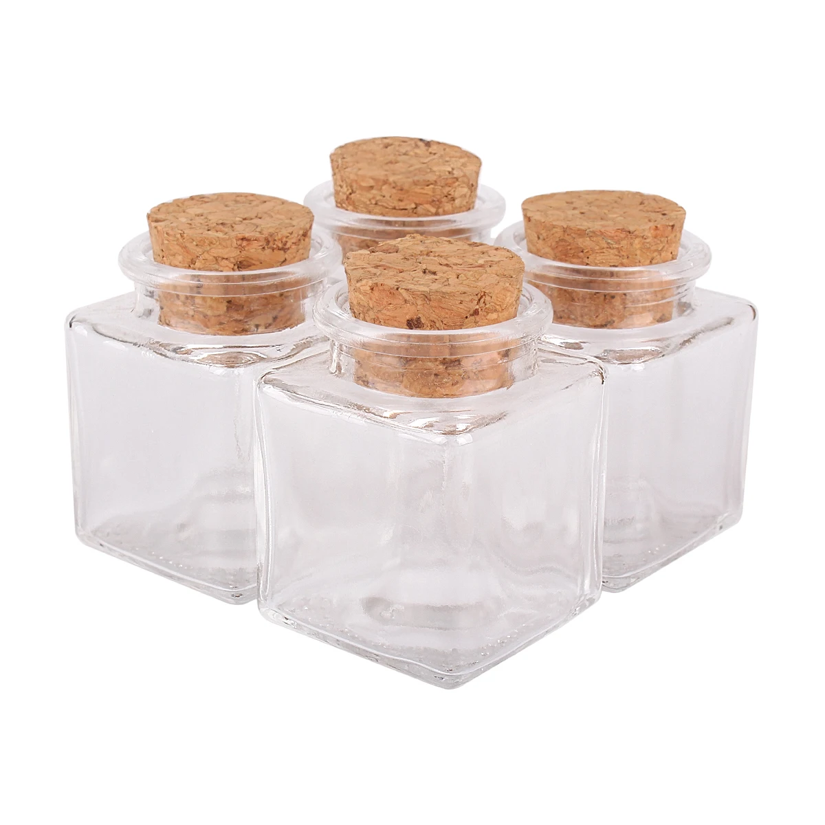 Mini 50ml round Glass Bottle with Corks Empty Clear Flat Bottles for Craft Gifts Hot Stamping Surface Packaging in Carton