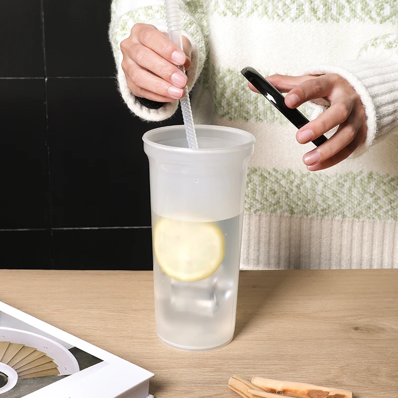 Reusable Temperature Cold Magic Color Changing Coffee Water Mug Cups with Straw 710 ml Tie Dye Color Changing Plastic Cup