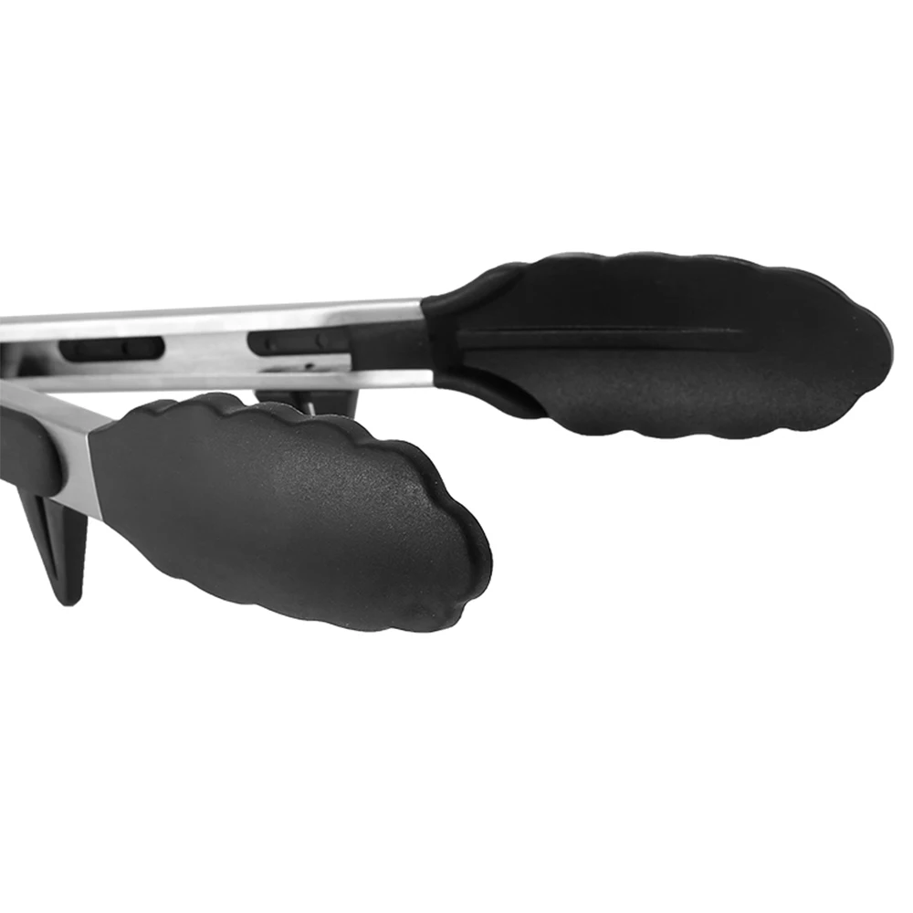 MANJIA 7, 9, 12 Inch Serving Tongs Cooking Food Tongs Stainless Steel Locking BBQ Kitchen Tongs With Silicone Tips