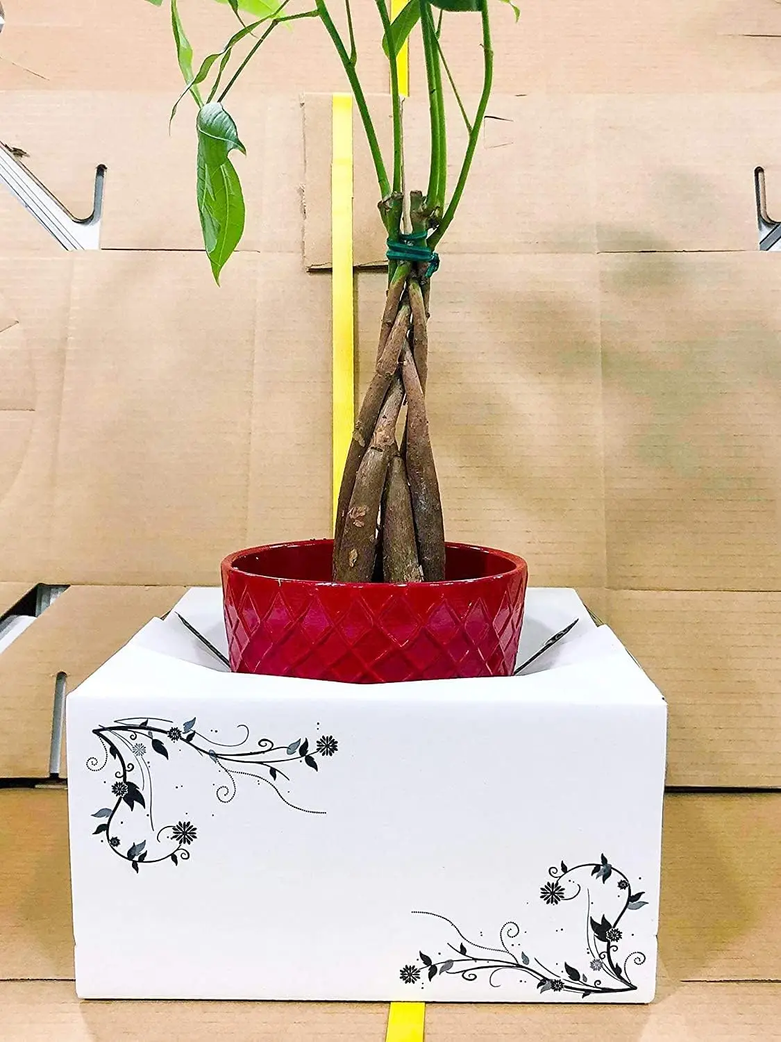High quality eco-friendly Vase delivery corrugated paper box paper folding packaging flower box with logo