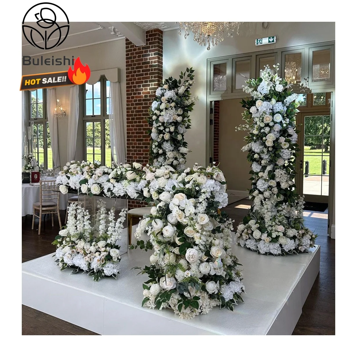 The best price  silk flower artificial flower table runner floor Wedding Decoration Road Guide Wedding arch flower row