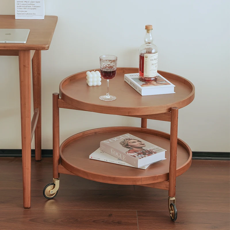 AiLiKEA PLANT HOT SALE OEM&ODM CUSTOMIZED Modern Tea Coffee Side Table Living Room Round Wheeled Movable Sliding Side Table