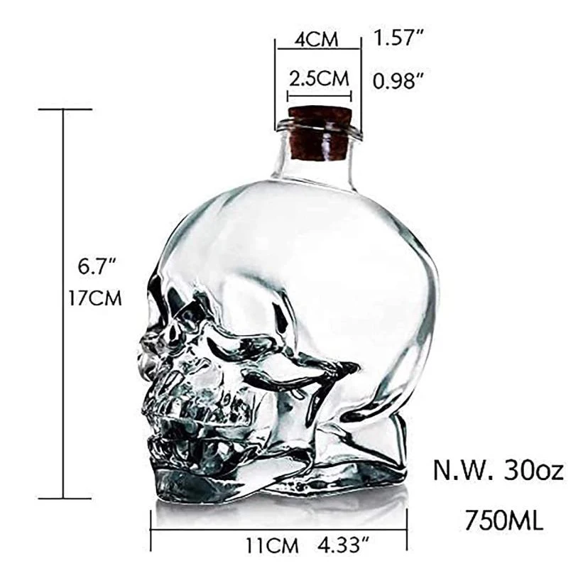 750 ml handmade champagne vodka liquor wine glass bottle whiskey glass bottle with cork stopper