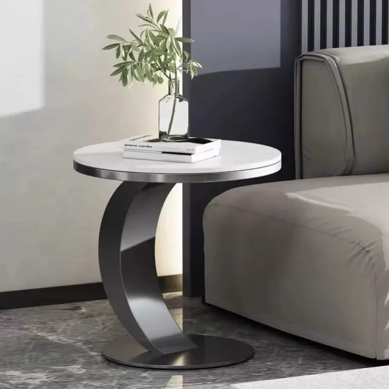 JJ-05 Modern Gold Stainless Steel Leg marble top round living room home furniture luxury side center coffee tea table