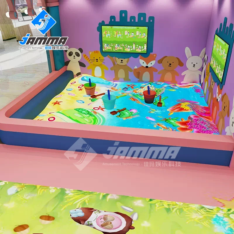 AR Interactive sand beach projection sand pond children sand beach fishing game for shopping mall