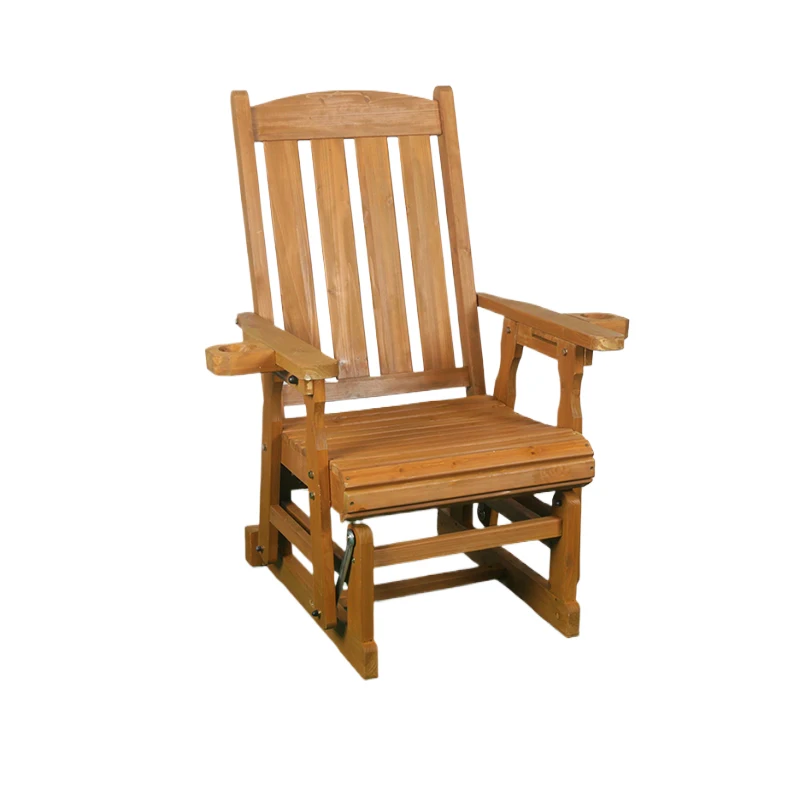 High quality low price outdoor nature china fir wooden patio glider chair for adults