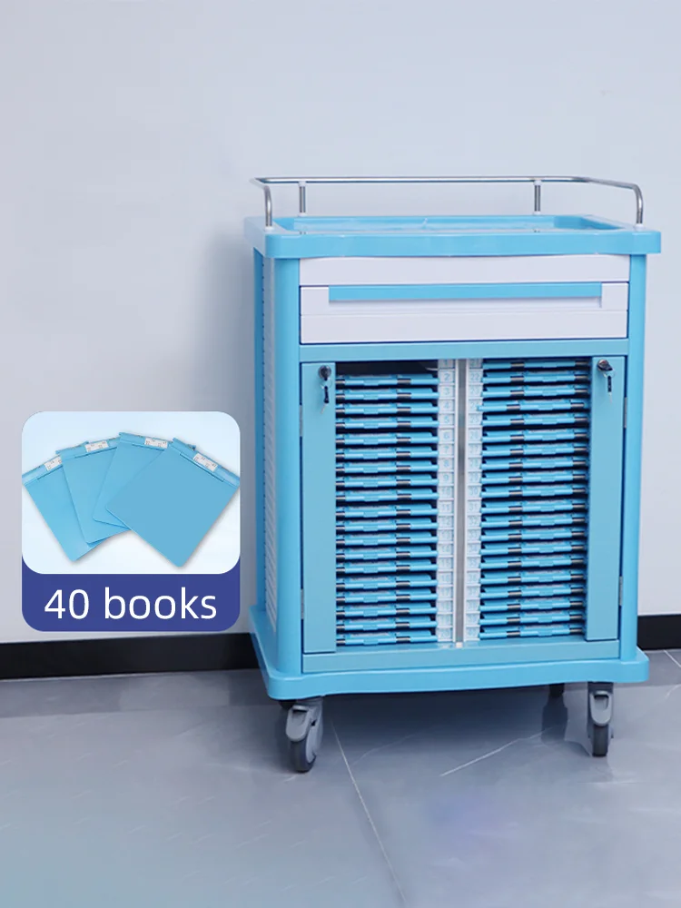 ABS Hospital Medical Record Cart Trolley Moveable Patient File Cart for Doctors Nurses Quality Hospital Furniture Medical Cart