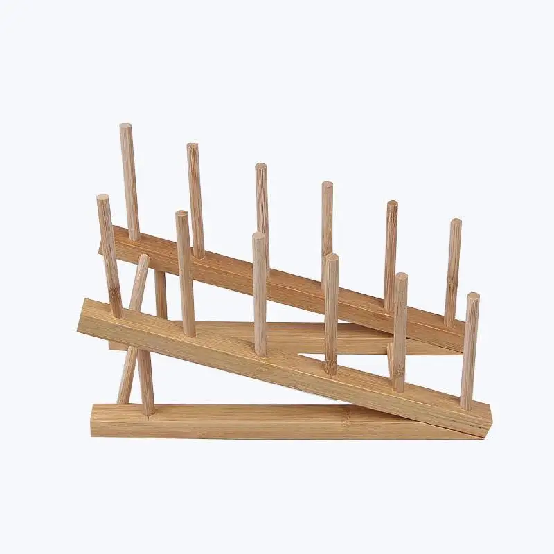 Bamboo Wooden Dish Drainer Rack Wooden Peg Drying Rack for Dishes Mugs Cups