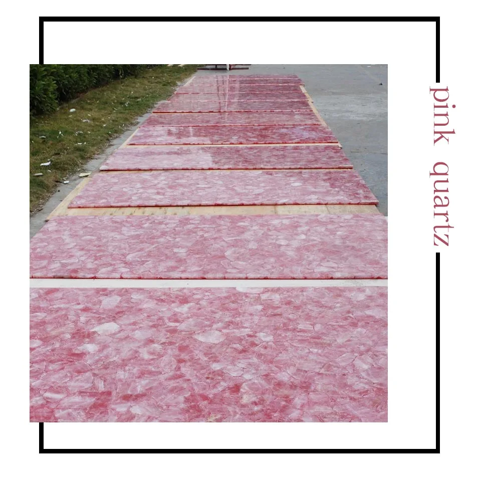 20mm Rose Quartz Slabs Dining Table Set Rose Quartz Tray/gemstone Slab