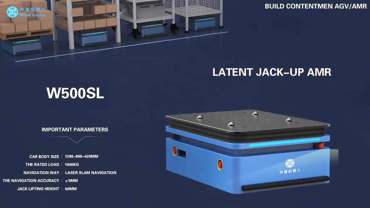 Wellwit Warehouse Logistics Heavy Duty Mobile Agv Robot Automated Guided Vehicle