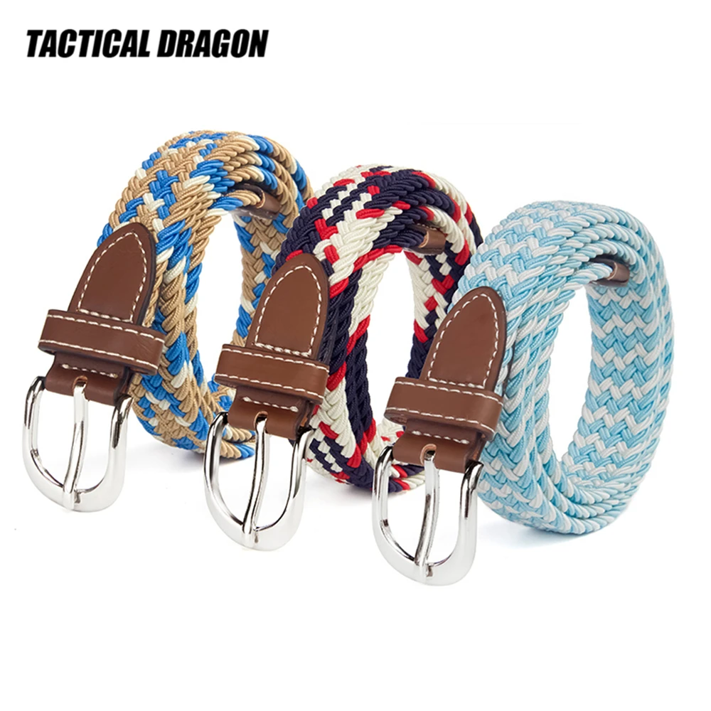 
The Most Popular High Quality Casual Braided Elastic Canvas Mens Belts With pin buckle Factory Multicolor Stretch Rope Belt 