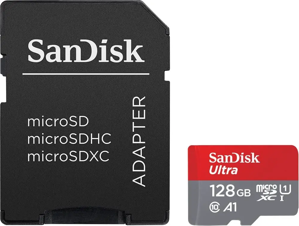 128GB Ultra microSDXC UHS-I Memory Card with Adapter - 100MB/s C10, U1, Full HD, A1 Card - SDSQUAR-128G-GN6MA