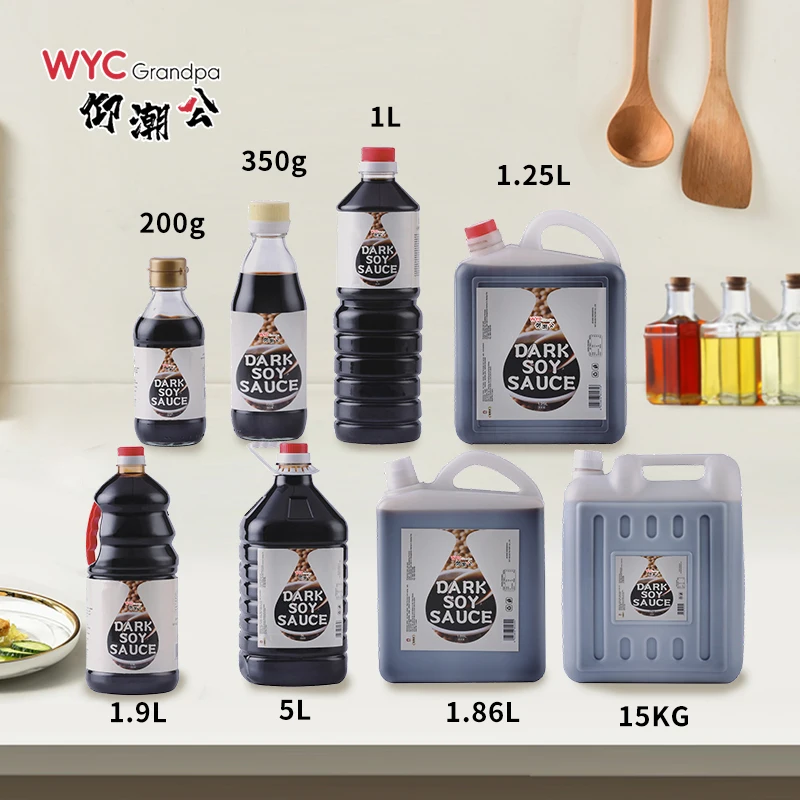 Hot Sales 15kg 5L 1.86L 1.25L 1L PET bottle Classic Traditional dark mushroom soy sauce