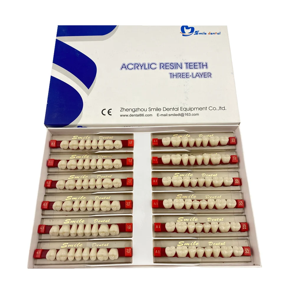 Стоматологические накладные зубы искусственные из акриловой смолы 3-слойные