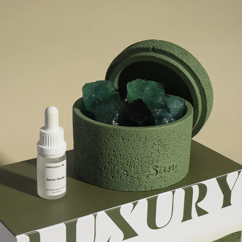 Essential Oil Fragrance Lava Stone Cement Jar Aromatherapy Natural Stone Spa Aroma Crystal Diffuser
