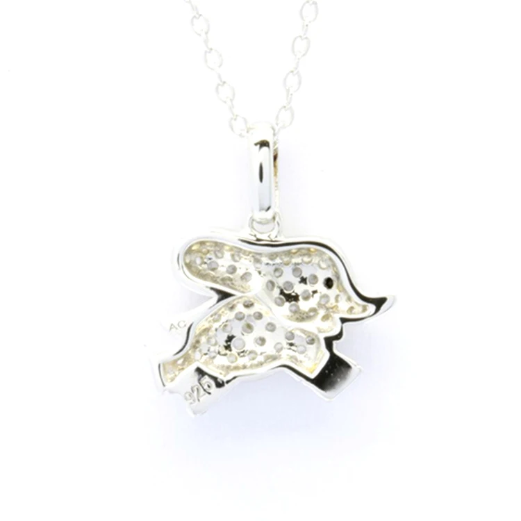 OEM Trendy Cute Wholesalers 925 Sterling Silver Elephant Pendant With Zirconia Rhodium Plated Animal Necklace For Women