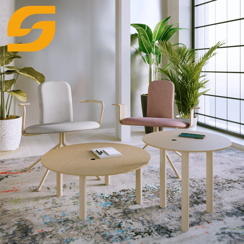 Ergonomic Stainless Steel Base Legs Assembly Wooden Top Table Office Studying Reception Executive Desk