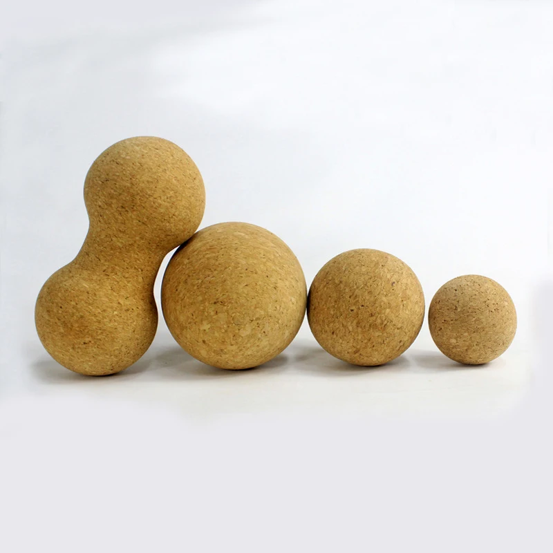Factory Supply High Density Natural Wooden Foam Roller Fitness Muscle Massage Cork Yoga ball