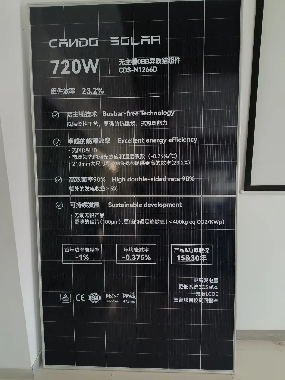 Cando 720 Power N1266D 0BB монокристаллические двухфазные солнечные модули PV 700 Вт Topcon HJT N-Type стеклянные черные панели промышленности