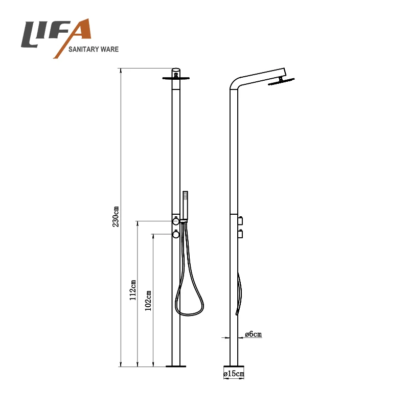 New design luxury  stainless steel outdoor swimming pool shower panel column for beach and garden