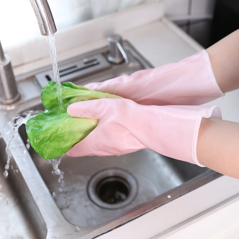 Household Kitchen Wash Dishes Cleaning Gloves Waterproof Long Sleeve Rubber Latex Gloves