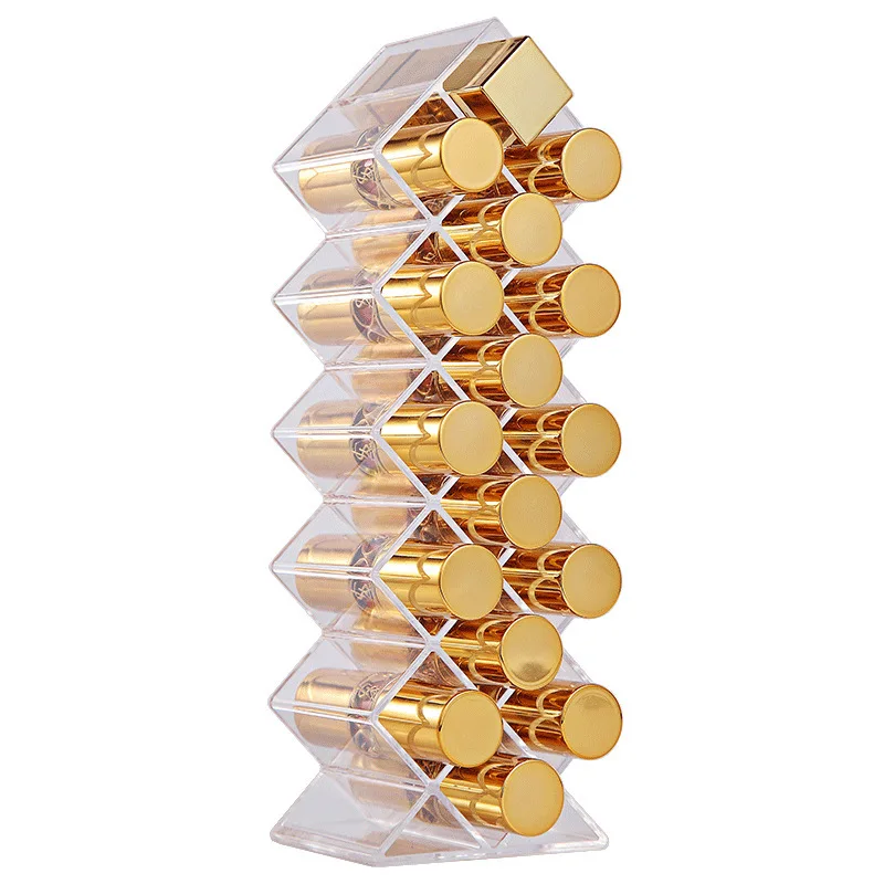 High Quality Fish Type 16 Slots 28Slots Stackable Clear Lipstick Display Stand Acrylic Lipstick Organizer Holder