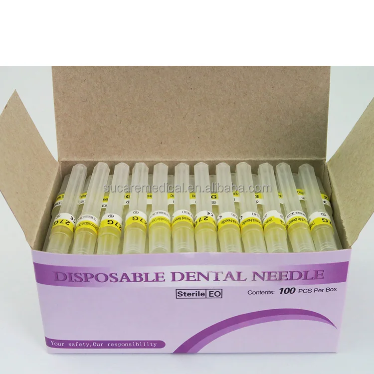 Disposable Sterile 27G Long Dental Needles 100/BOX