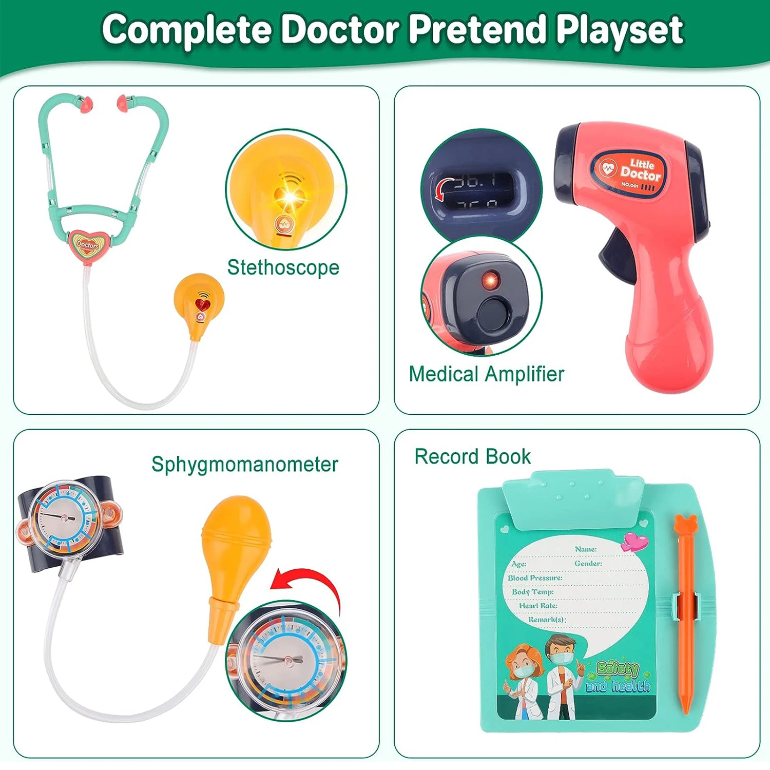 Cute Doctor Kit Toys Role Play Game Educational Baby Doll Pretend Play Preschool Toys Doctor Set for Kids Girls Children