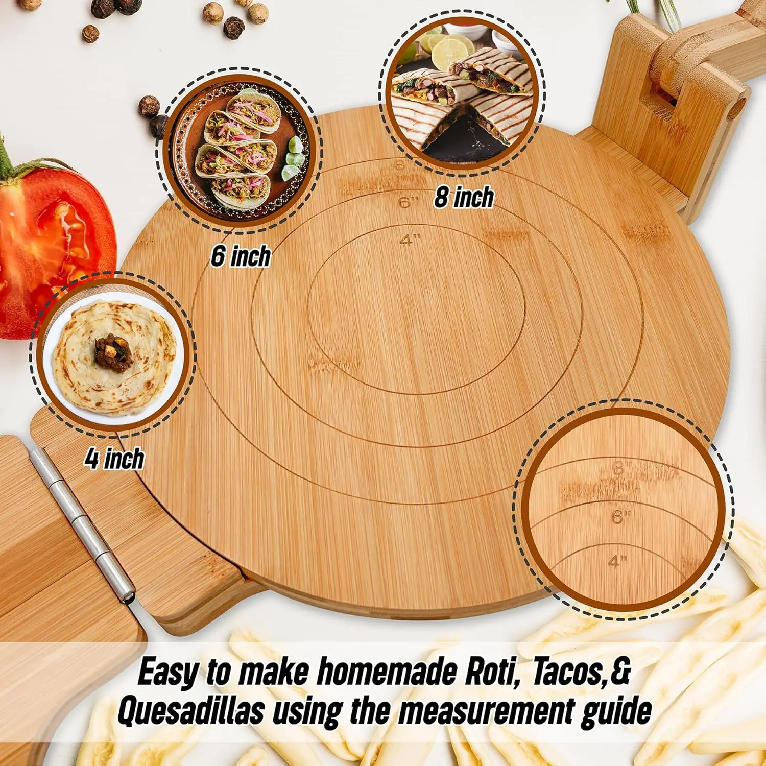 Kitchen home use manual bamboo wonden chapati maker roti tortilla press