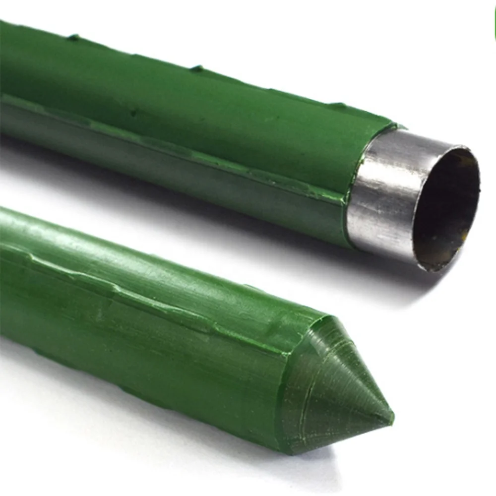 Wholesale PE coated steel pipe 11MM garden stakes 3FT 4FT 5 FT 6FT landscape staples plant PP plastic coated steel garden stakes