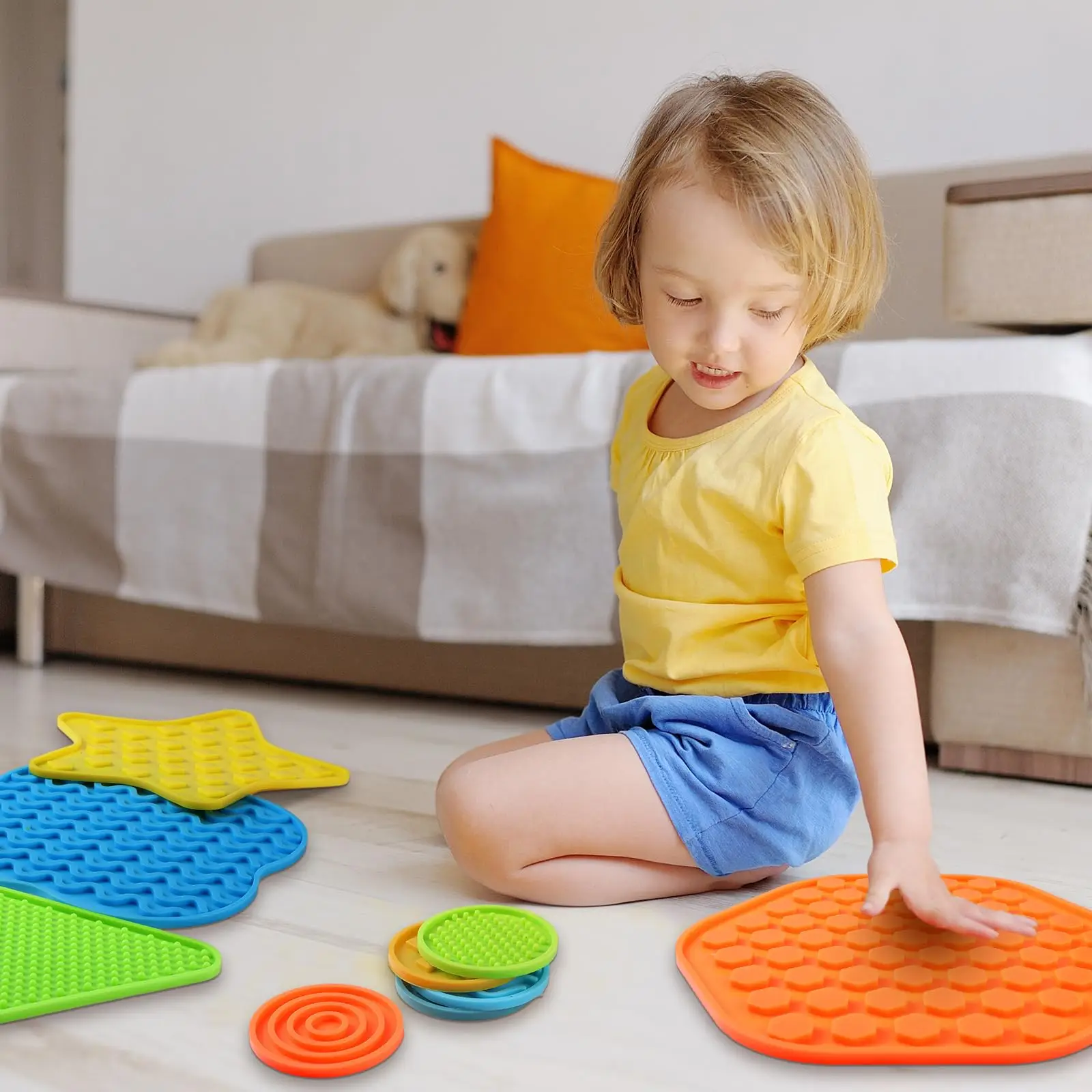 12Pcs Matching Game Sensory Discs Sensory Circles Silicone Mat Tactile Stimulation for Calming Sensory Play