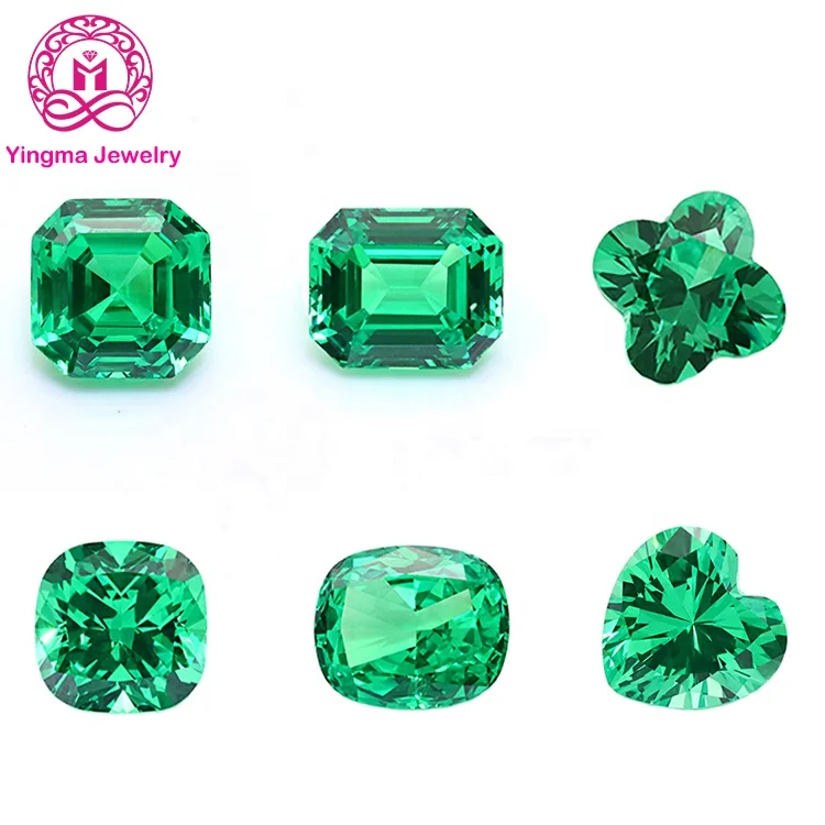 Wuzhou synthetic stone YAG asscher emerald heart cushion shape green gemstone yttrium aluminium garnet