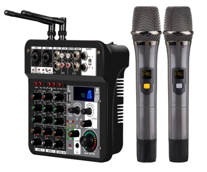 Youtube Recording Performance Lecture Micfuns ML-4U USB 10 Hours DJ Audio Mixer Console with Wireless Microphone