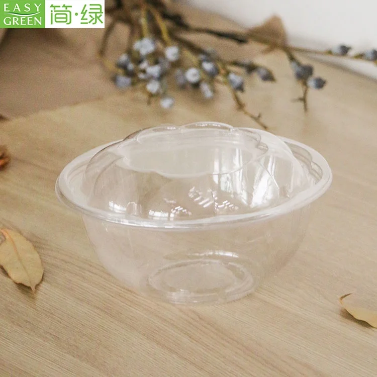32oz salad to-go containers clear plastic disposable salad bowls with lids standard size