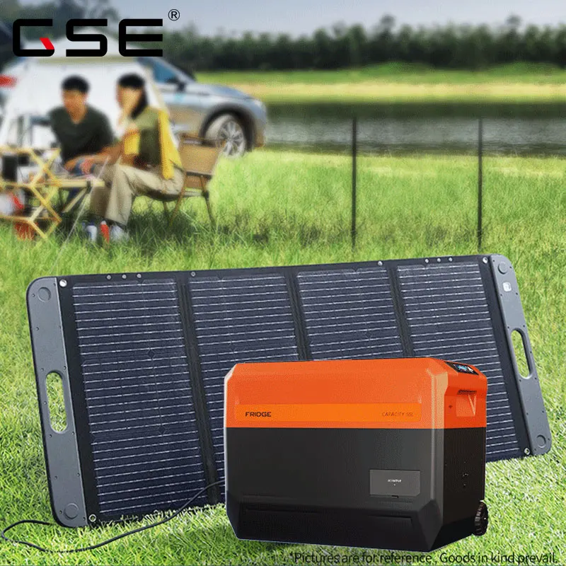 Outdoor Portable Car Fridges With 1 KWH Built-in Lithium Battery Power Station Car Refrigerator with Solar Energy Storage