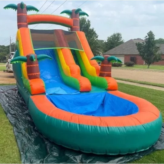 Outdoor 20ft Blow Up PVC Palm Tree Large Inflatable Water Slide Park Kids Adult Commercial Water Slides Inflatable With Pool