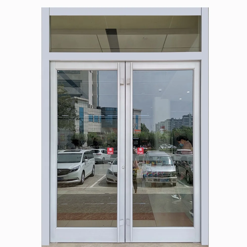 China Factory Corner Doors Commercial KFC Shop Front Door Double Swing Glass Entry Door
