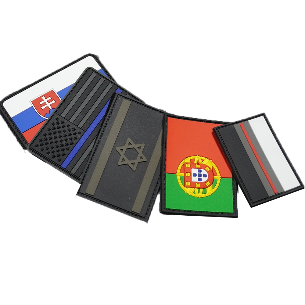 Flag series 3d custom iron on for hats embroidery patches custom  pvc slim sequin for clothes rubber patch