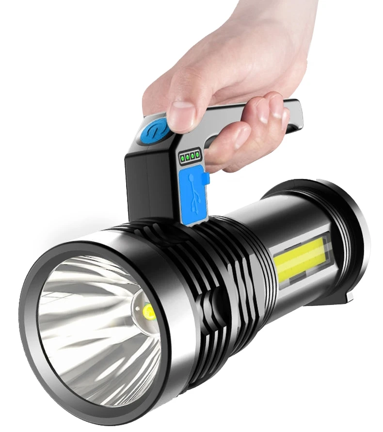 Super Bright Rechargeable flashlight with side cob light powerful hand led torch light Spotlight