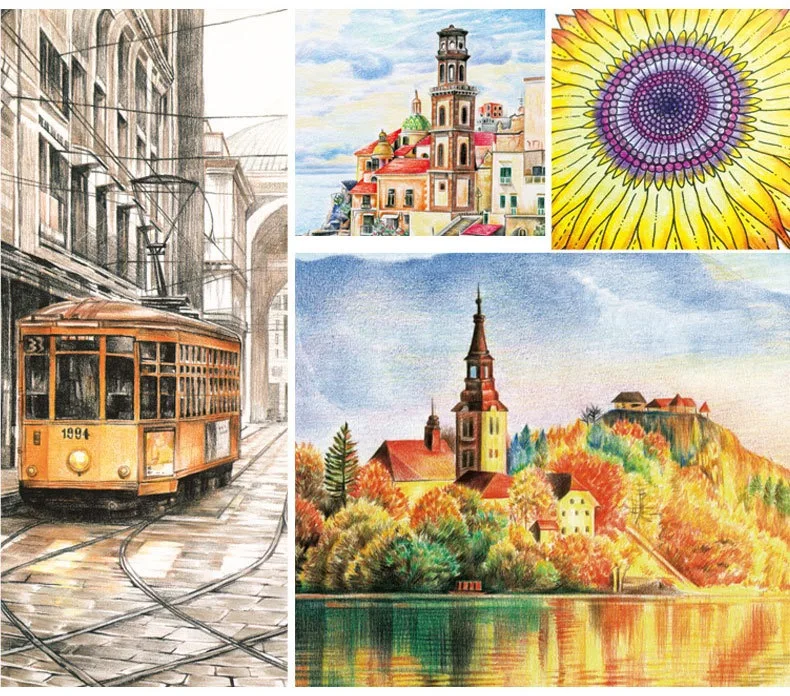 colored pencils water soluble 48colors green paper tube packing of log pencils for artists