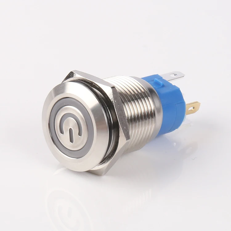 BAIJIN16F 16mm with power lamp Self-recover instantaneous led 12v waterproof metal push button switch