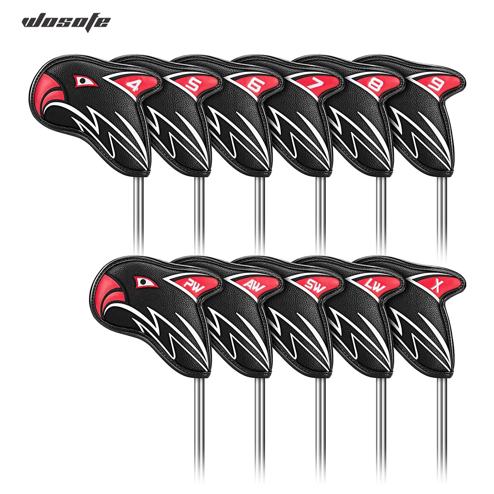 One-piece Drop Ship OEM Custom Thicken Eagle PU Embroidery  Right 11pcs Golf Iron Head Covers