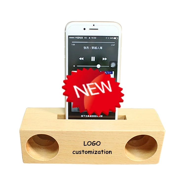 
Household wooden stand dual purpose mobile phone loudsp Portable Audio Player Bamboo Loud Speaker 